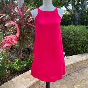 Wow!!  NWT! Amazing Michelle Farmer sz XS bright pink Aline dress 100% silk!